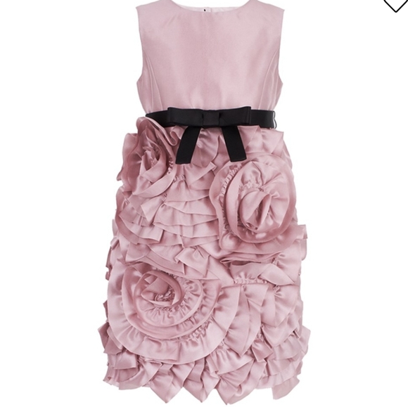 MILLY MINIS FUCHSIA BLACK ROSETTE RUFFLE DRESS 12 14 cy - Picture 4 of 9